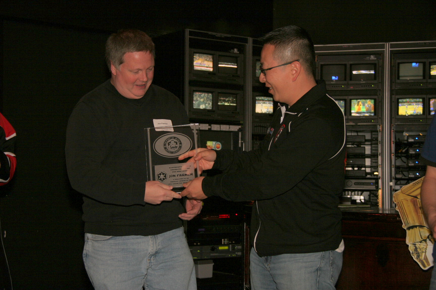 Jon Farmer being honored